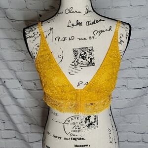 Intimately Free People Ella Soft Lace Longline Bralette in Gold Size Medium